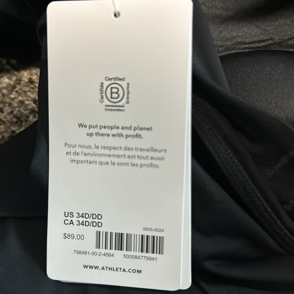 NWT! Athleta Black Hampton Bra Cup Tankini Top - Multiple Sizes💙 - Picture 7 of 8